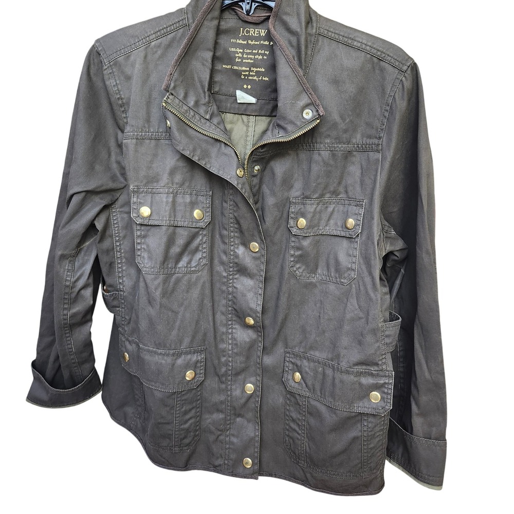 J.Crew Relaxed Boyfriend Field Jacket Brown Cotton Utility Coat XL Military